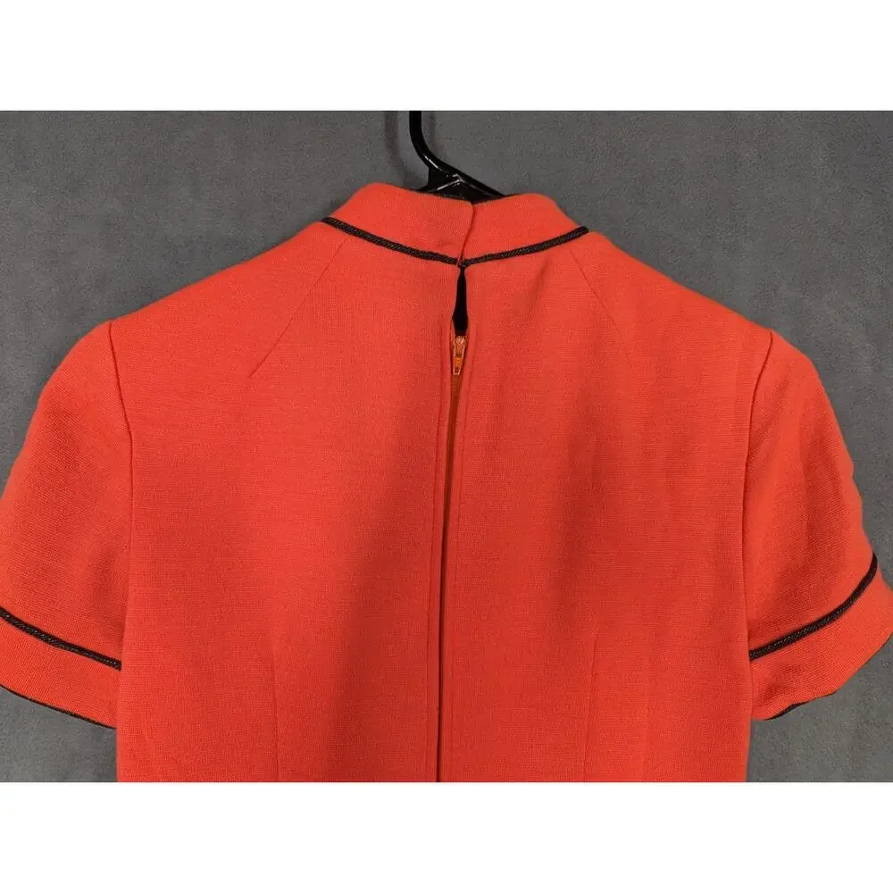 Handmade Dress XS Red 60s 70s Vintage Lined Layered Buttons - Picture 10 of 11